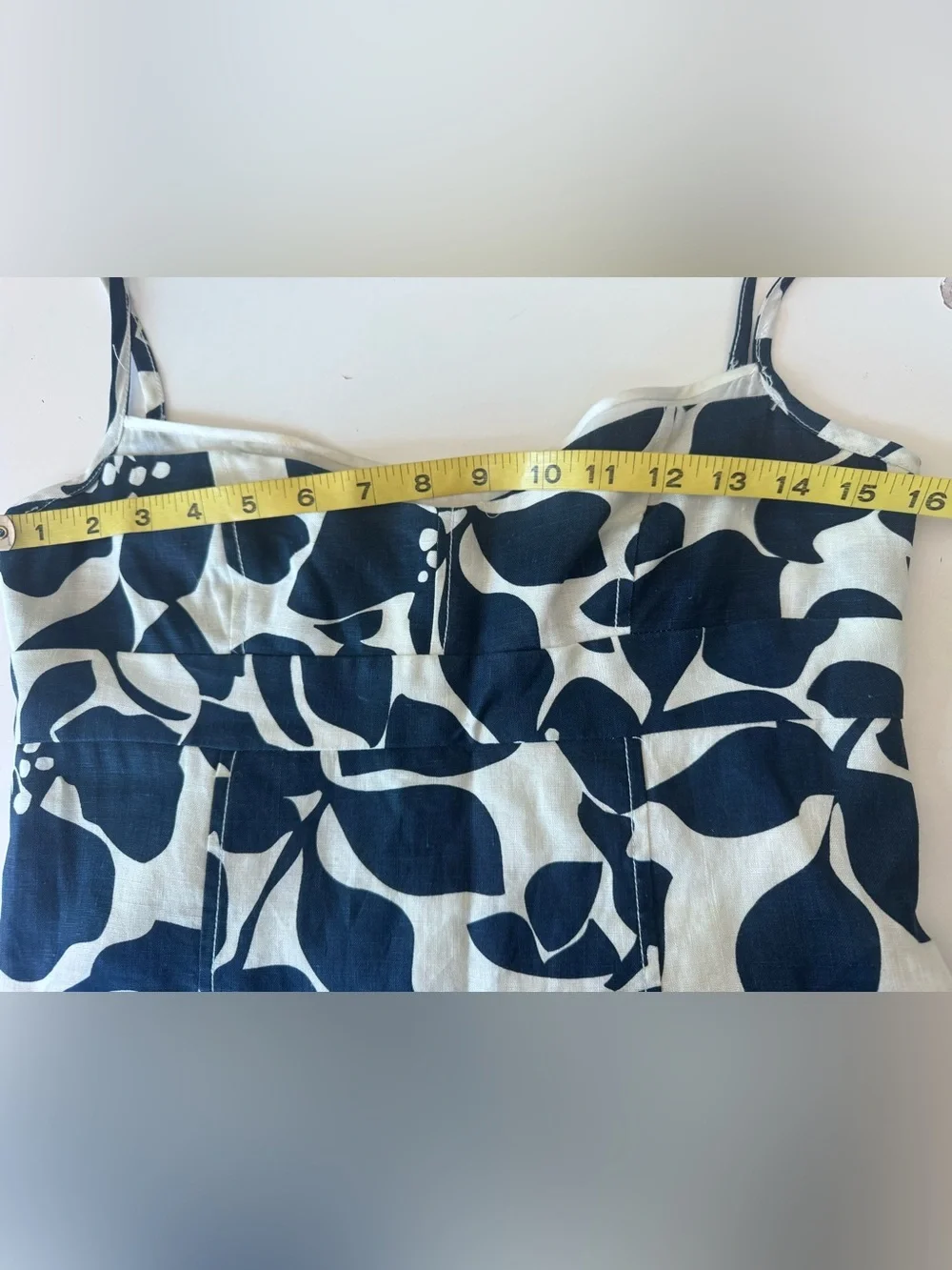 j crew hawaiian navy floral linen strappy summer dress women’s size 4